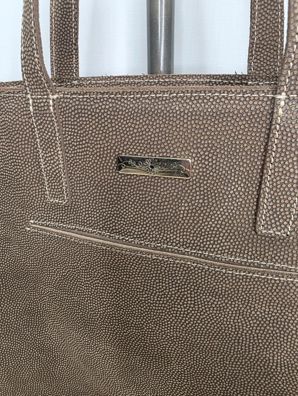 Planner Perfect Brown Textured Leather Tote Bag Crossbody Shoulder Travel Purse